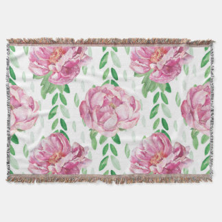 Roze Waterverf Peonies Deken
