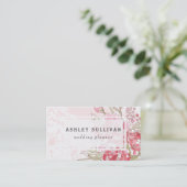 Roze Waterverf Peonies | Florence-Visitekaartje Visitekaartje (Staand voorkant)