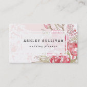 Roze Waterverf Peonies | Florence-Visitekaartje Visitekaartje (Voorkant)