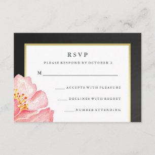  roze Waterverf Peony en Chalkboard RSVP