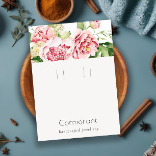 Roze Waterverf Peony Floral Loop Hoop Holder Visitekaartje