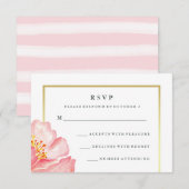  Roze Waterverf Peony op Witte RSVP (Voorkant / Achterkant)