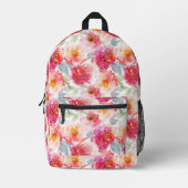 Roze Waterverf Peony-ventilator Bedrukte Rugzak (Voorkant)