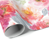 Roze Waterverf Peony-ventilator Cadeaupapier (Rol Hoek)