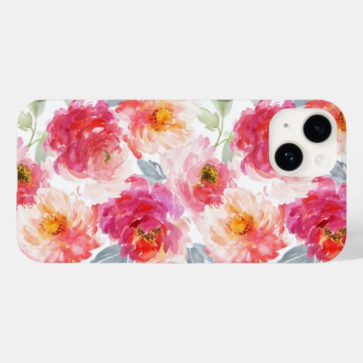 Roze Waterverf Peony-ventilator Case-Mate iPhone Case (Achterkant (horizontaal))