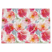 Roze Waterverf Peony-ventilator Groot Cadeauzakje (Voorkant)