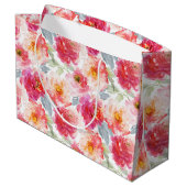 Roze Waterverf Peony-ventilator Groot Cadeauzakje (Achterkant Gekanteld)