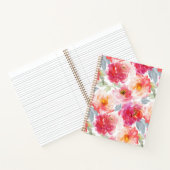 Roze Waterverf Peony-ventilator Notitieboek (Binnen)