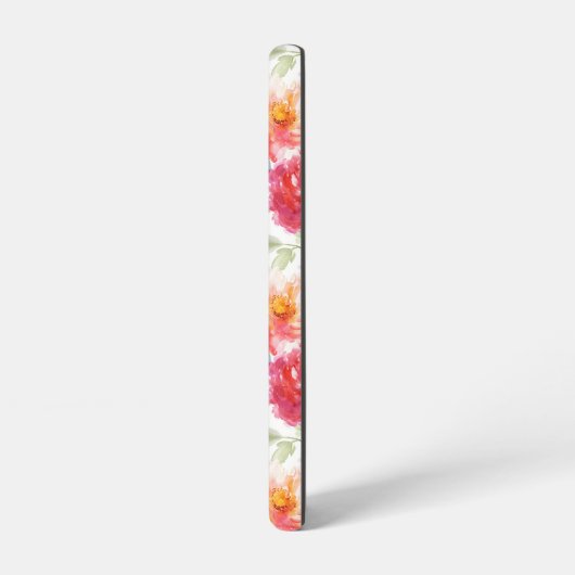 Roze Waterverf Peony-ventilator Samsung Galaxy Hoesje (Linkerkant)