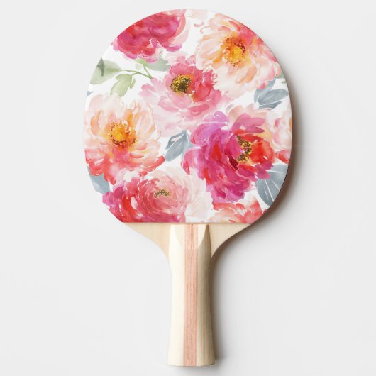 Roze Waterverf Peony-ventilator Tafeltennisbatje (Voorkant)
