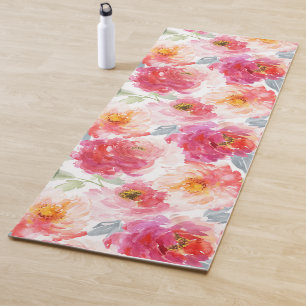 Roze Waterverf Peony-ventilator Yogamat