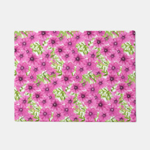 Roze waterverf petunia-bloempatroon deurmat