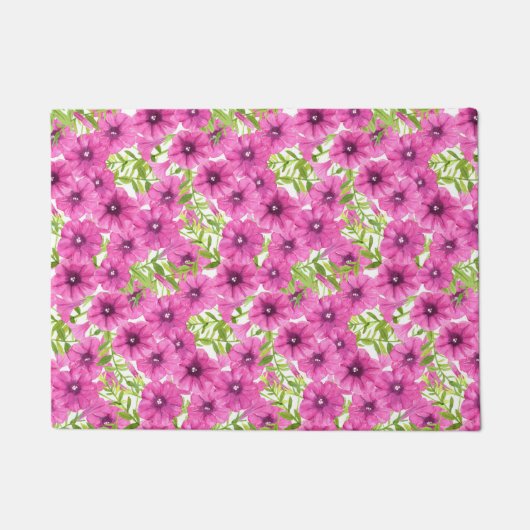 Roze waterverf petunia-bloempatroon deurmat (Voorkant)