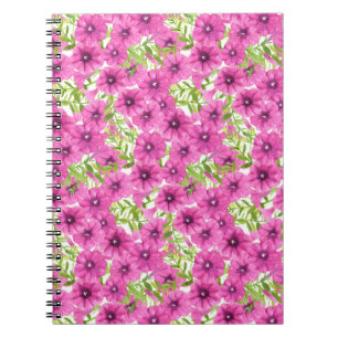 Roze waterverf petunia-bloempatroon notitieboek