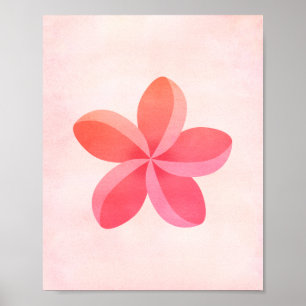 Roze Waterverf Plumeria Flower Art Poster