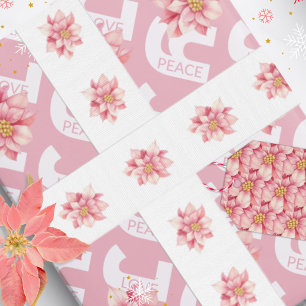 Roze Waterverf Poinsettia Kerstmis Grosgrain Lint