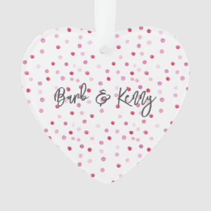 Roze Waterverf Polka Dots Name & Name Sweet Ornament