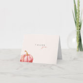 Roze Waterverf pompoen bedankje Bedankkaart (Voorkant)