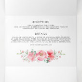  roze Waterverf Pony en Roos bruiloft Drieluik Uitnodiging (Binnenkant midden)