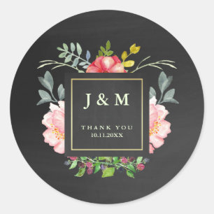 Roze Waterverf pony's en Chalkboard voor bruiloft Ronde Sticker