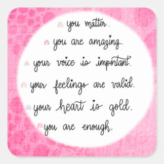 Roze Waterverf Positieve Bevestigingen stickers