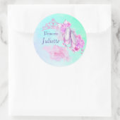 Roze Waterverf Prinses Kroon en Ballet Slippers Ronde Sticker (Tas)