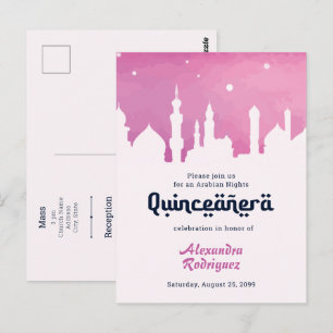 Roze Waterverf Quinceañera Arabische Nacht Briefkaart