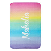  roze Waterverf Rainbow Name Modern Badmat (Voorkant Verticaal)