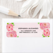 Roze Waterverf Ranunculus Adresetiketten Etiket (Insitu)