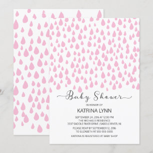 Roze Waterverf regendruppels meisjes Baby shower Kaart
