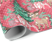 Roze waterverf rendierrestanten voor kerstmis cadeaupapier (Rol Hoek)