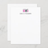 Roze Waterverf Retro camera fotograaf Logo (Voorkant / Achterkant)