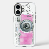 Roze Waterverf Retro camera fotograaf Logo Case-Mate iPhone Case (Achterkant)