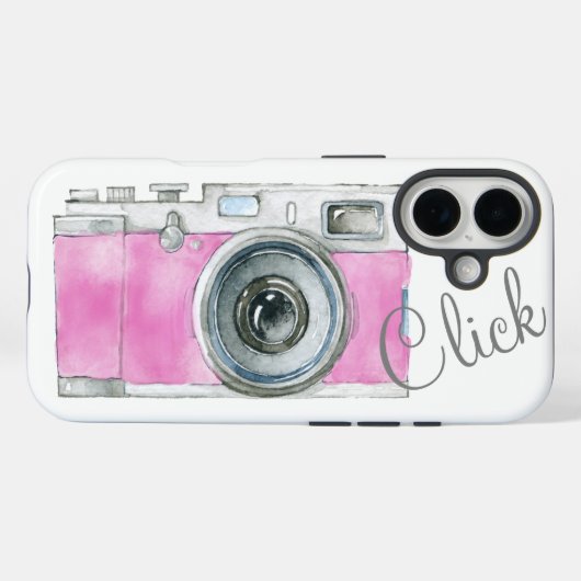 Roze Waterverf Retro camera fotograaf Logo Case-Mate iPhone Case (Achterkant (horizontaal))