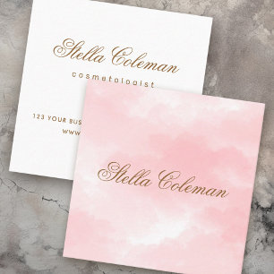 Roze waterverf romantisch calligrafisch script vierkante visitekaartje