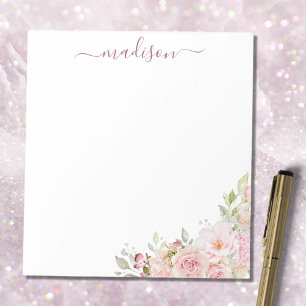 Roze Waterverf Roos Bloem Bloemrijke Elegant Notitieblok