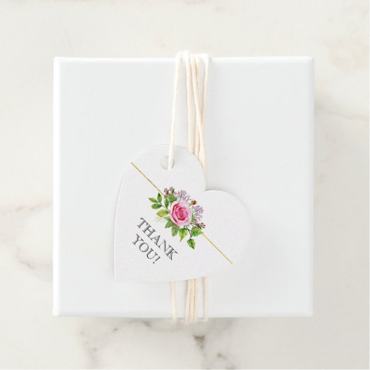 Roze waterverf roos bloemenbruiloft Dank u Bedankjes Labels (In situ)