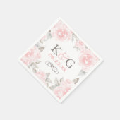  roze Waterverf Roos bruiloft Monogram Servetten (Hoek)