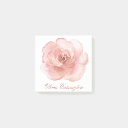 Roze Waterverf Roos Elegant naam Kantoor  Post-it® Notes (Voorkant)