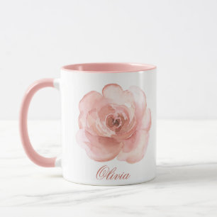 Roze Waterverf Roos Elegant Name Girly Mok