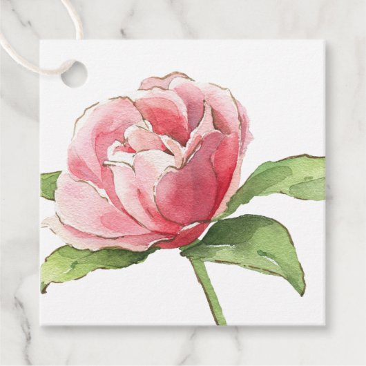 Roze Waterverf Roos Gift Label (Voorkant)