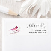 Roze Waterverf Rooster Adres label (Insitu)