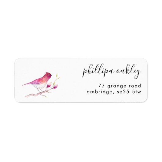 Roze Waterverf Rooster Adres label (Voorkant)