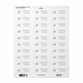 Roze Waterverf Rooster Adres label (Full Sheet)