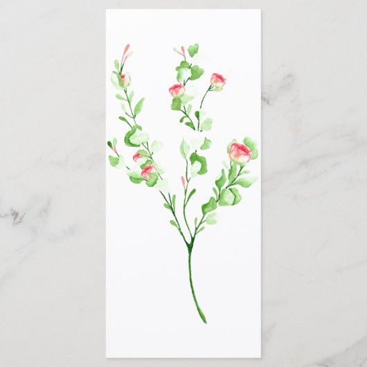 Roze Waterverf Rose Boeket Menu (Achterkant)