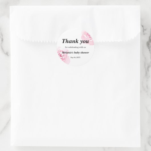 Roze Waterverf Rozen Baby shower Ronde Sticker (Tas)