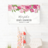 Roze Waterverf Rozen Baby shower Welkomstbanner Spandoek (Insitu)