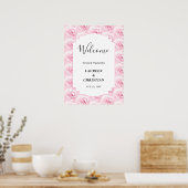 Roze Waterverf Rozen bruiloft Poster (Keuken)