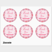 Roze Waterverf Rozen Dank u Ronde Sticker (Vel)