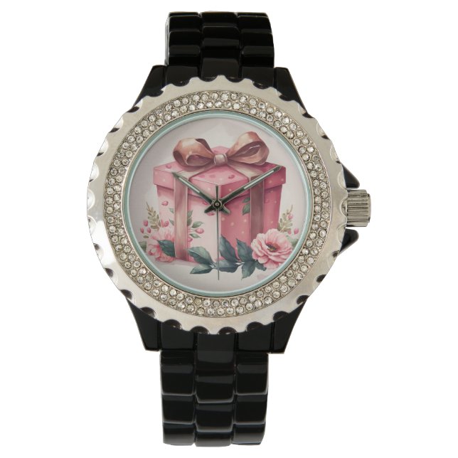  ROZE WATERVERF ROZEN & GESCHENKDOOS HORLOGE (Voorkant)